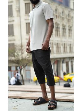 Black stretch denim saroual...